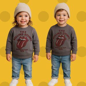 🎶 The Rolling Stones Toddler Sweatshirt – Vintage Rock Band Graphic Crewneck 3T